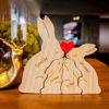 Picture of Personalized Wooden Family Rabbit Puzzle - Custom Easter Bunny Name Puzzle Name - Family Keepsake Home Decor Gift