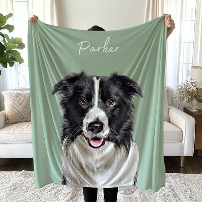 Picture of Custom Photo Blanket Custom Printy Pet Blanket Pets Art Portrait Pet Gifts