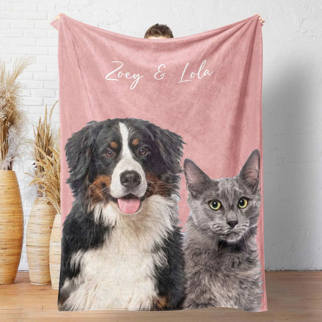 Picture of Custom Photo Blanket Custom Printy Pet Blanket Pets Art Portrait Pet Gifts