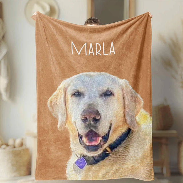 Picture of Custom Photo Blanket Custom Printy Pet Blanket Pets Art Portrait Pet Gifts