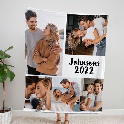 Picture of Custom Photo Blanket Personalized Holiday Couple Photo Blanket Christmas Gift