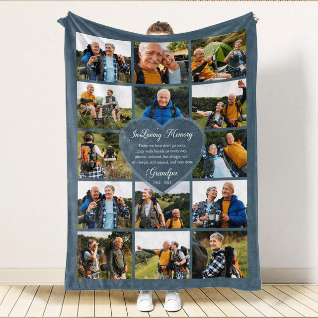 Picture of Custom Memorial Photo Blanket with Text - Personalized Photo Blanket - Family Gift