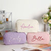 Picture of Custom Embroidered Corduroy Cosmetic Bag with Name - Personalized Travel lettered Makeup Bag