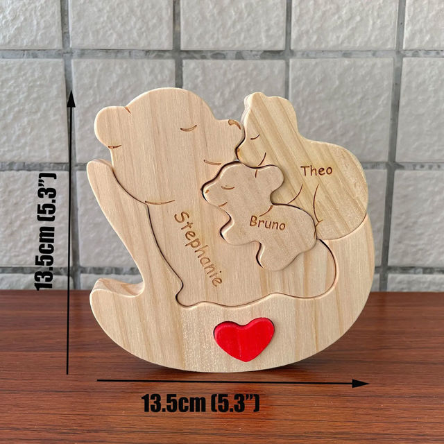 Picture of Personalized Wooden Rolling Bears Family Puzzle - Custom Hug Bears Family Puzzle - Baby Cuddle Bear Keepsake for Family Members