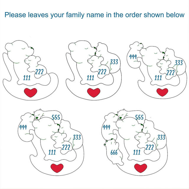 Picture of Personalized Wooden Rolling Bears Family Puzzle - Custom Hug Bears Family Puzzle - Baby Cuddle Bear Keepsake for Family Members