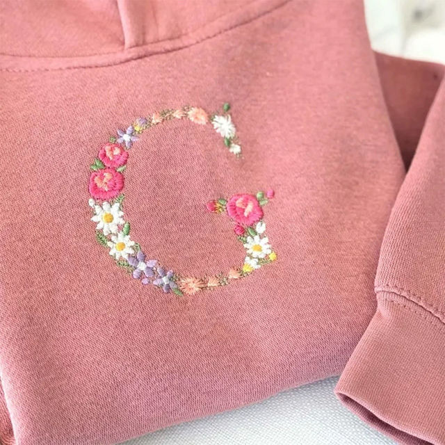 Picture of Custom Embroidered Sweatshirt - Custom Embroidered Floral Text Sweatshirt