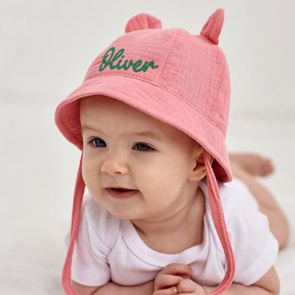 Picture of Custom Embroidered Name Baby Sun Hat with - Personalized Baby Bucket Hat