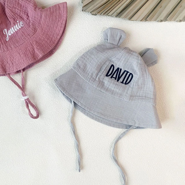 Picture of Custom Embroidered Name Baby Sun Hat with - Personalized Baby Bucket Hat