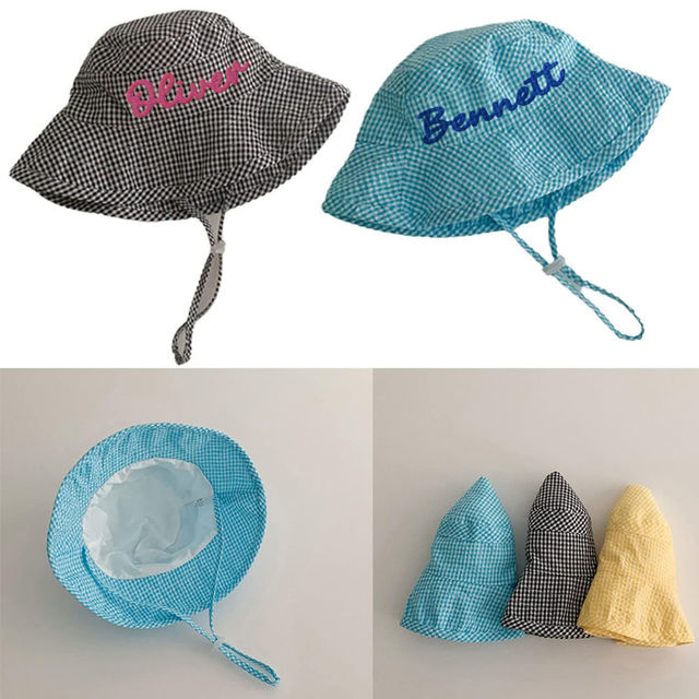 Picture of Custom Embroidered Newborn Sun Hat with Name - Personalized Baby Shower Gift