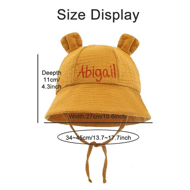 Picture of Custom Embroidered Baby Bucket Hat with Names - Personalized Baby Sun Hat