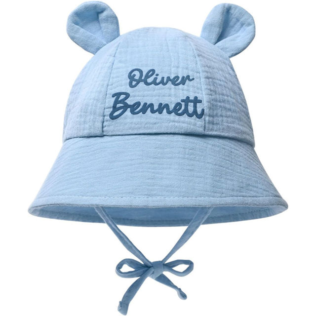 Picture of Custom Embroidered Baby Bucket Hat with Names - Personalized Baby Sun Hat