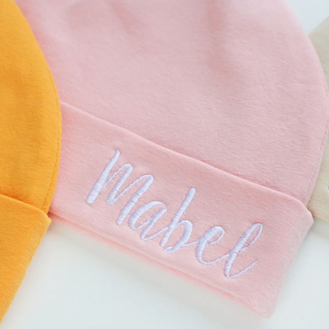 Picture of Custom Embroidered Newborn Baby Hat with Name - Personalized Embroidered Name Baby Hat