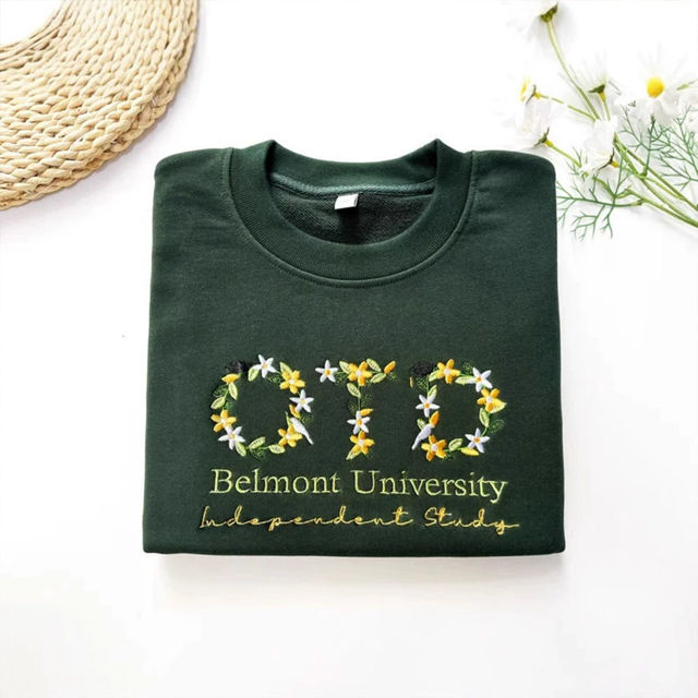 Picture of Custom Embroidered Sweatshirts - Custom Embroidered Colorful Floral Text Sweatshirts