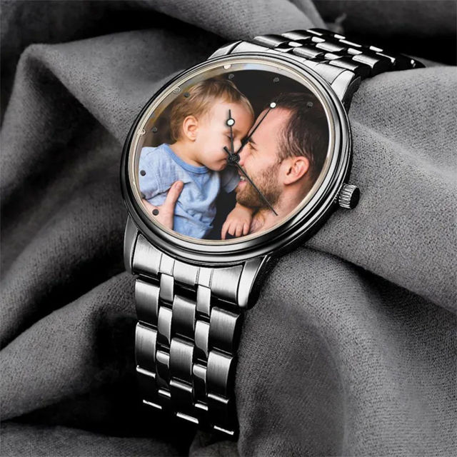 Picture of Custom Engraved Photo Watch - Gift for Birthday