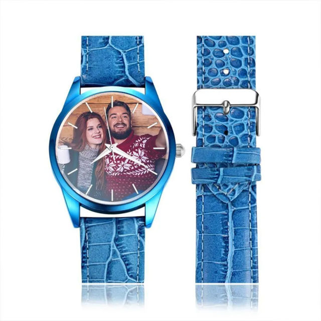 Picture of Custom Engraved Red Couple Watch with Photo - Best Gift for Valentine's Day or Anniversary