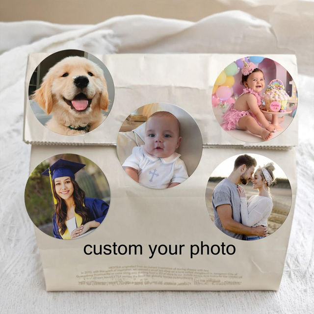 Picture of Custom Photo Stickers for Invitations, Travel Cases - Custom Waterproof Round Shaped Stickers for Gifts Wrapping