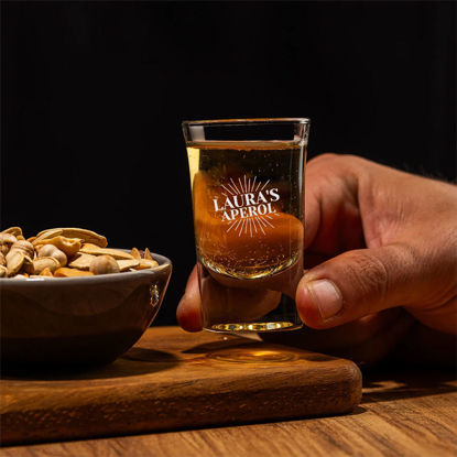 Picture of Aperol Spritz Logo Glass - Custom Tequila Shot Glass - Personalized Engraved Glass cup - Bachelor Party Favor