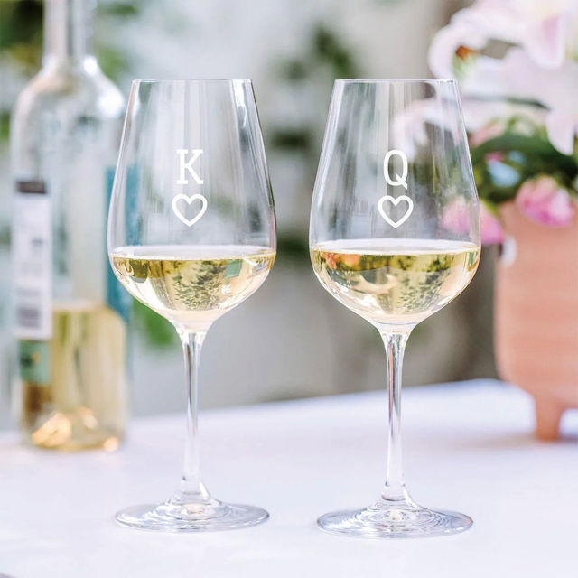 Picture of Personalized Wine Glass - Custom Wine Glass with Uppercase Letter and Heart - Best Gift for Couples