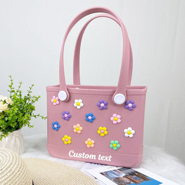 Picture of Custom colorful flower beach bag - Personalized waterproof beach bag - Custom colorful name hole bag