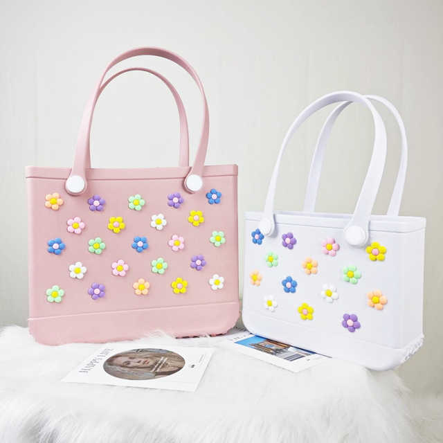 Picture of Custom colorful flower beach bag - Personalized waterproof beach bag - Custom colorful name hole bag