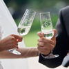 Picture of Custom Wedding Champagne Flutes - Personalized Champagne Glasses with Couple Names and Text - Engraved Bride and Groom Toasting Glasses - Mr & Mrs Gift