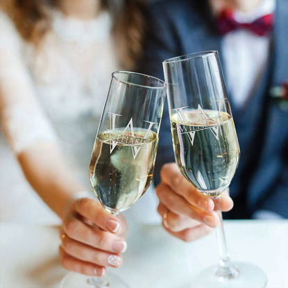 Picture of Personalized Champagne Glass - Custom Champagne Glass with Uppercase Letter and Name - Best Gift for Friends