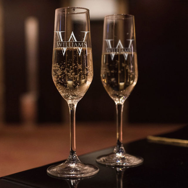 Picture of Personalized Champagne Glass - Custom Champagne Glass with Uppercase Letter and Name - Best Gift for Friends