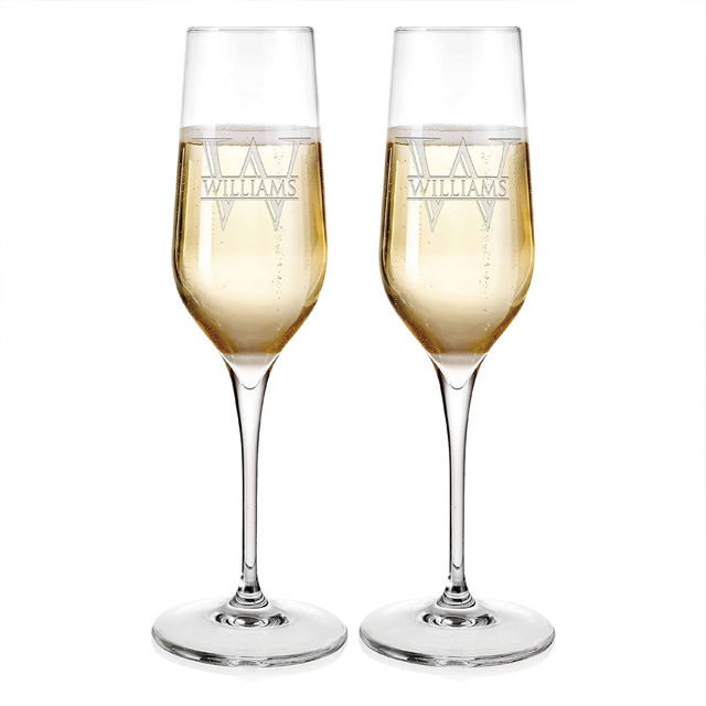 Picture of Personalized Champagne Glass - Custom Champagne Glass with Uppercase Letter and Name - Best Gift for Friends