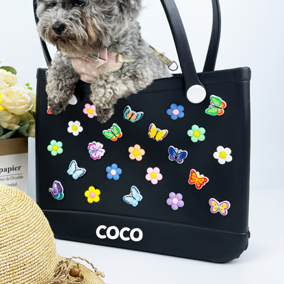 Picture of Custom Colorful Butterfly Flower Beach Bag - Personalized Waterproof Beach Bag - Custom Colorful Name Hole Bag