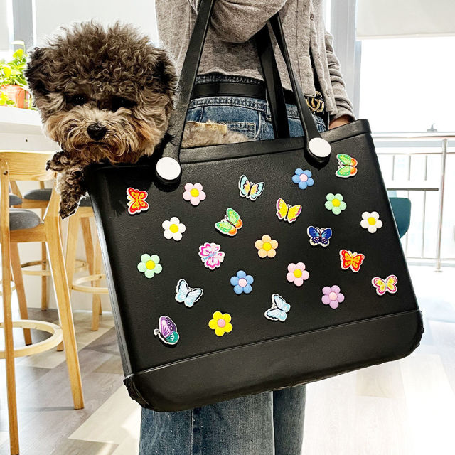 Picture of Custom Colorful Butterfly Flower Beach Bag - Personalized Waterproof Beach Bag - Custom Colorful Name Hole Bag