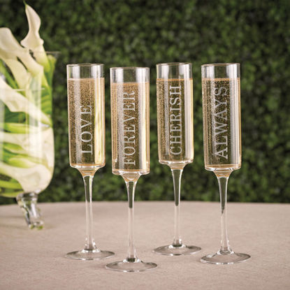 Picture of Love Words Contemporary Wedding Toasting Flutes - Wedding Gifts