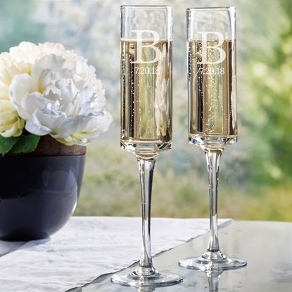 Picture of Modern Wedding Toasting Flutes - Bride Groom Wedding Flutes - Wedding Gifts