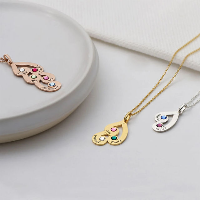 Picture of Personalized Family Pendant Birthstone Name Necklace in 925 Sterling Silver