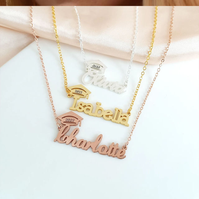 Picture of Custom Graduation Cap Necklace - Personalized College Necklace with Name - Graduation Gift