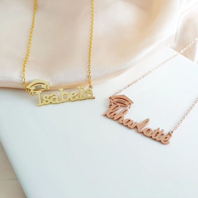 Picture of Custom Graduation Cap Necklace - Personalized College Necklace with Name - Graduation Gift