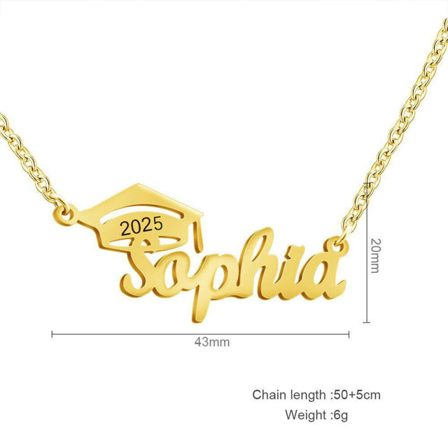 Picture of Custom Graduation Cap Necklace - Personalized College Necklace with Name - Graduation Gift