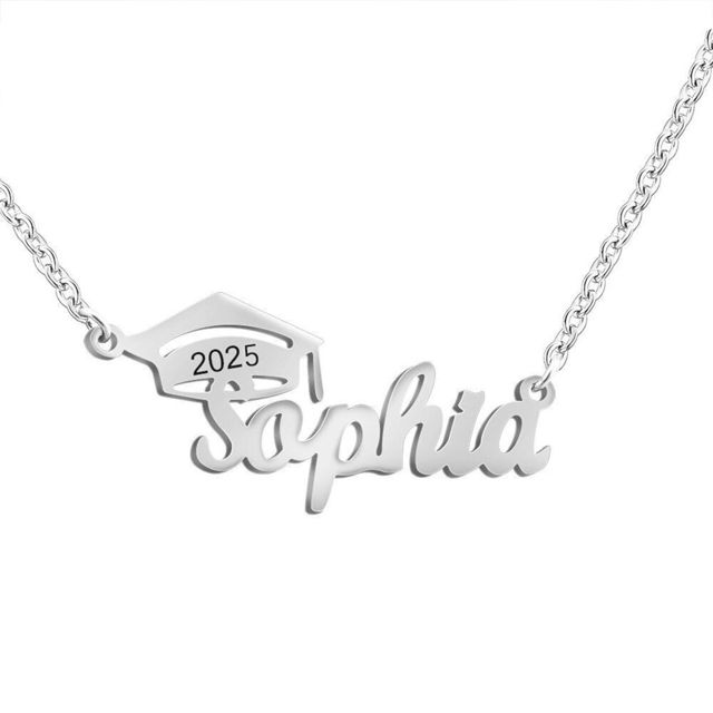 Picture of Custom Graduation Cap Necklace - Personalized College Necklace with Name - Graduation Gift