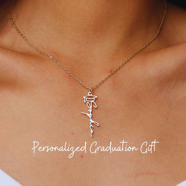 Picture of Custom Graduation Cap Name Necklace - Personalized College Necklace - Graduation Gift