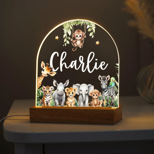 Picture of Custom Name Night Light for Kids - Personalized Animal Party Night Lamp