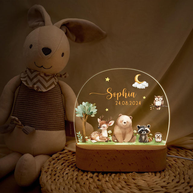 Picture of Custom Name Night Light for Kids - Personalized Animal Party Night Lamp