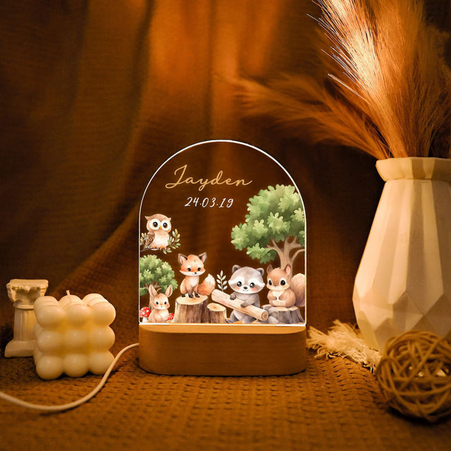 Picture of Custom Name Night Light for Kids - Personalized Cute Animal Party Night Lamp