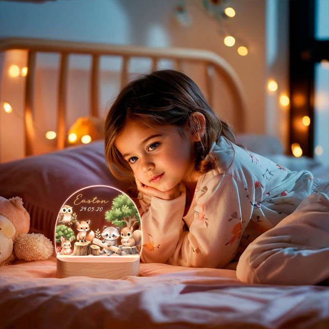 Picture of Custom Name Night Light for Kids - Personalized Cute Animal Party Night Lamp
