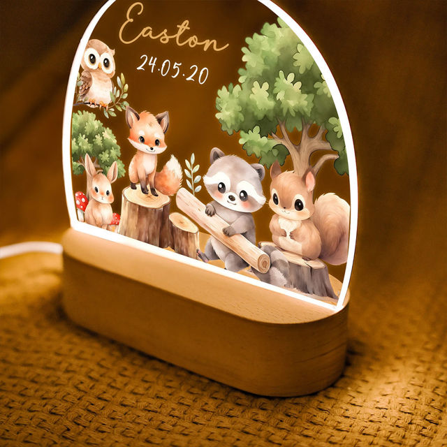 Picture of Custom Name Night Light for Kids - Personalized Cute Animal Party Night Lamp