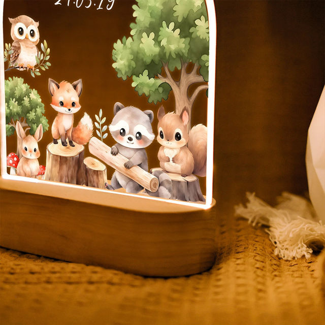 Picture of Custom Name Night Light for Kids - Personalized Cute Animal Party Night Lamp