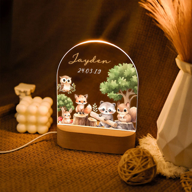 Picture of Custom Name Night Light for Kids - Personalized Cute Animal Party Night Lamp