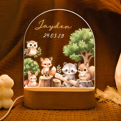 Picture of Custom Name Night Light for Kids - Personalized Cute Animal Party Night Lamp