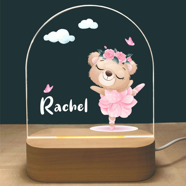 Picture of Custom Name Night Light for Kids - Personalized Ballet Animal Night Lamp