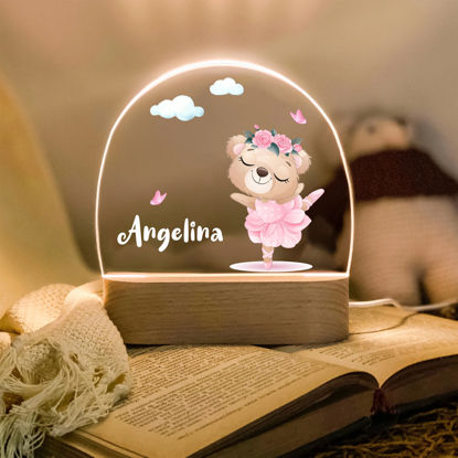 Picture of Custom Name Night Light for Kids - Personalized Ballet Animal Night Lamp