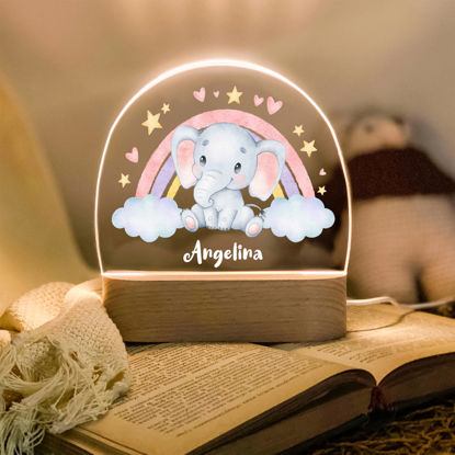 Picture of Custom Name Night Light for Kids - Personalized Elephant Night Lamp