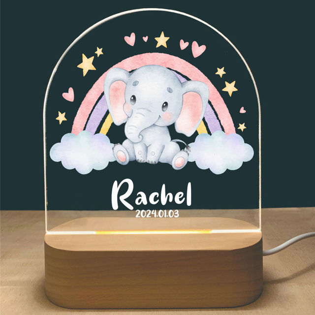 Picture of Custom Name Night Light for Kids - Personalized Elephant Night Lamp